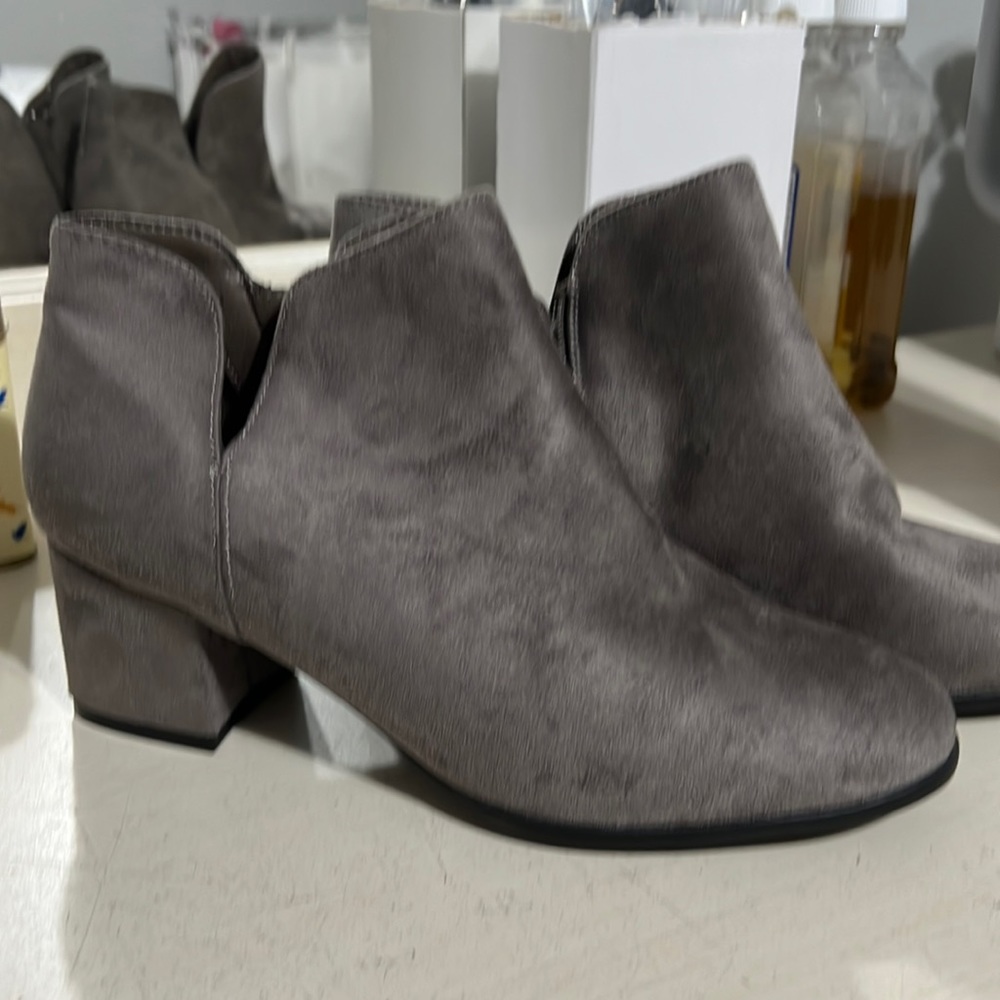 grayish/brown booties